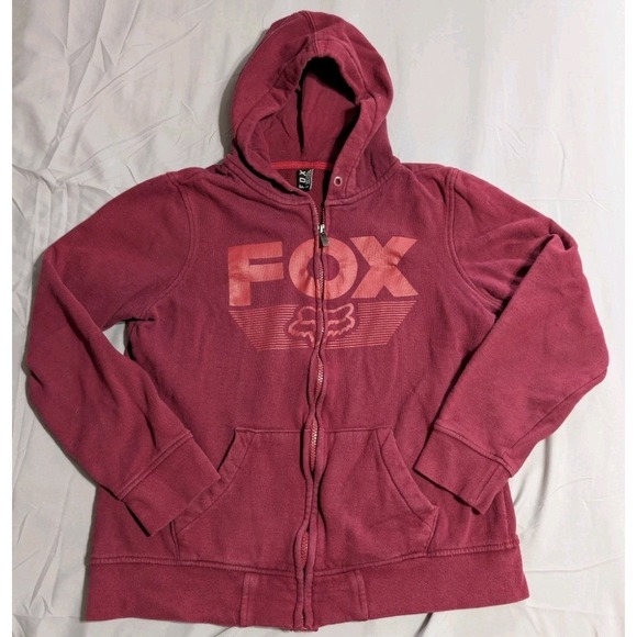 Fox Tops - FOX‎ Racing Hoodie Womens Medium Full Zip Logo Red Motocross Sweatshirt
